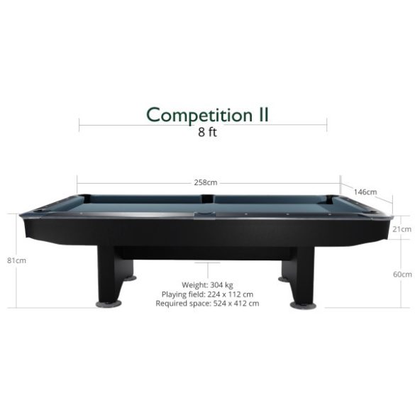 Dynamic biliárd asztal, Pool, Competition II, 8'-as, Fekete