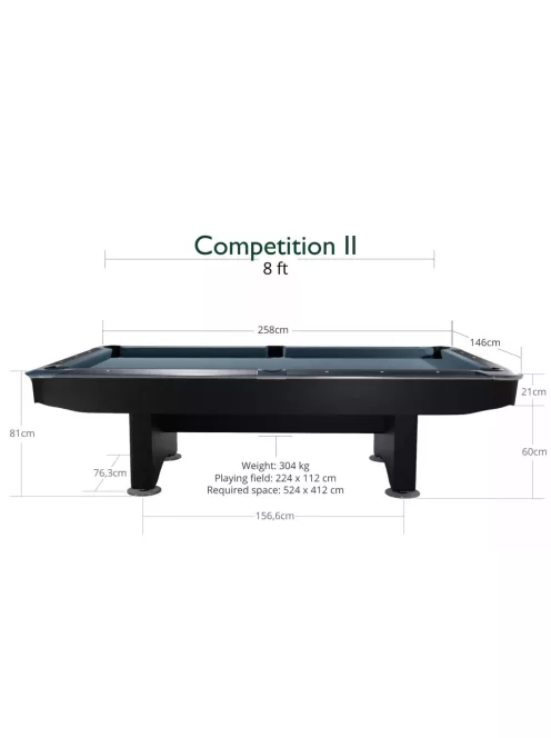 Dynamic biliárd asztal, Pool, Competition II, 9'-es, fekete