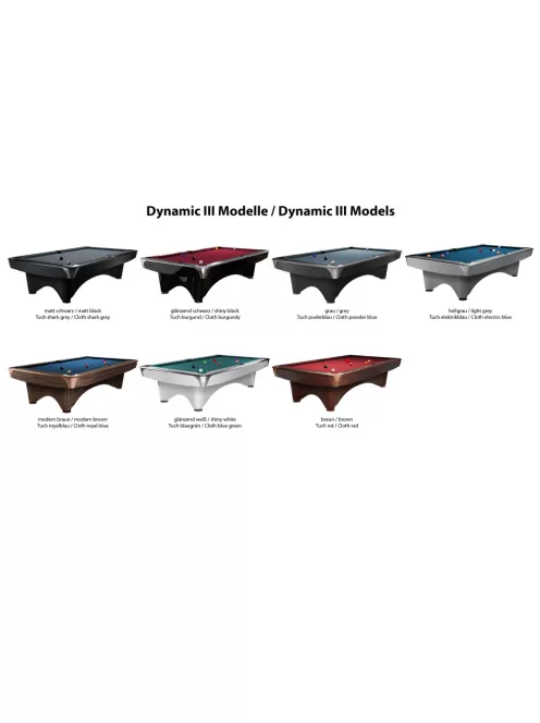 pool biliárd asztal Dynamic III, fényes fekete, 9'-es méret