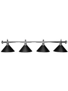 biliárd lámpa Dynamic 4db fekete búrával 180 cm-es króm rúd, 40cm búra átmérő