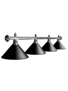biliárd lámpa Dynamic 4db fekete búrával 180 cm-es króm rúd, 40cm búra átmérő