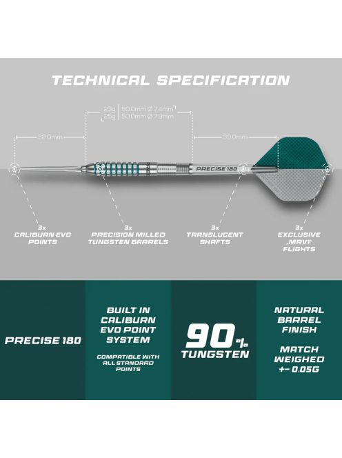 Dart szett Precise 180 MRV1 steel, 23g, 90%