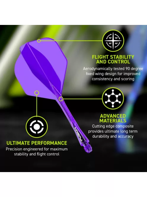 DARTS TOLL ÉS SZÁR EGYBEN WINMAU FUSION LILA, STANDARD TOLL ÉS HOSSZÚ SZÁR