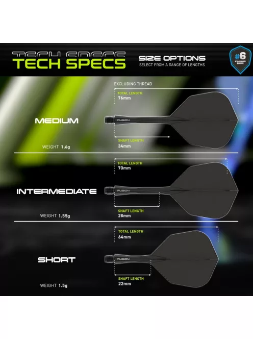 DARTS TOLL ÉS SZÁR EGYBEN WINMAU FUSION FEKETE, STANDARD TOLL ÉS HOSSZÚ SZÁR