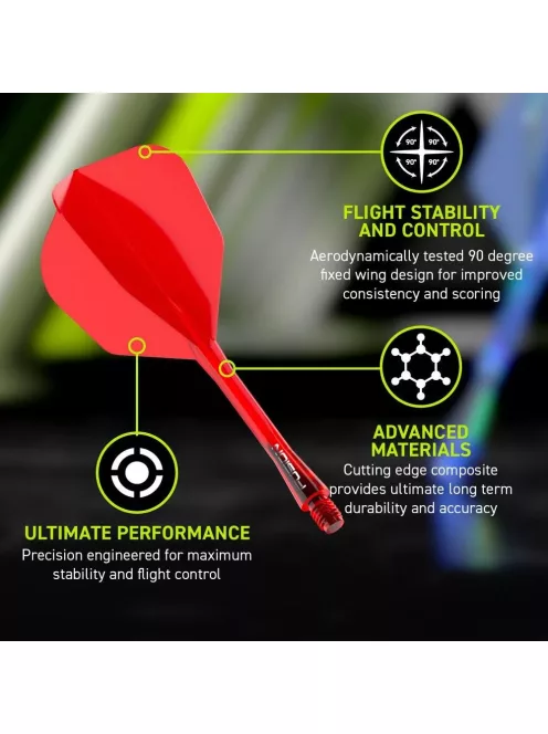 Darts toll és szár egyben Winmau Fusion piros, NO6 toll és közepes hosszúságú  szár