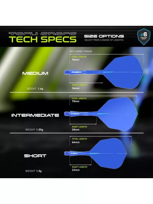 Darts toll és szár egyben Winmau Fusion kék, NO6 toll és hosszú szár