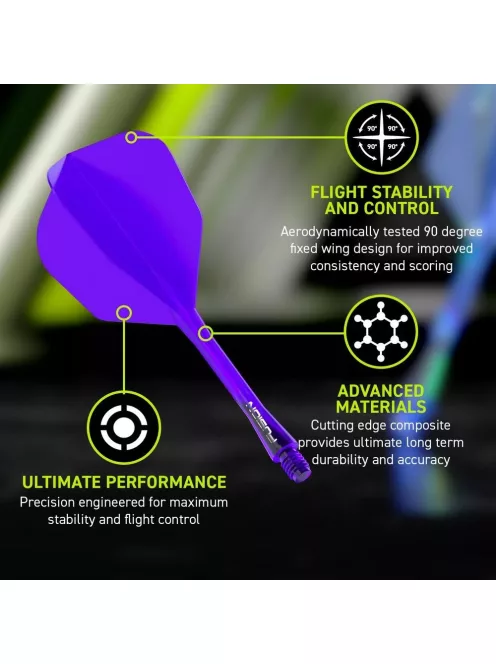 Darts toll és szár egyben Winmau Fusion lila, NO6 toll és közepes hosszúságú szár