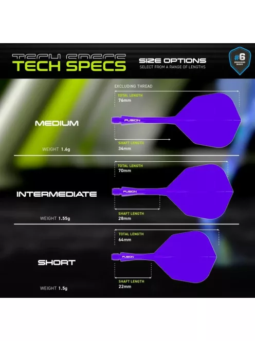 Darts toll és szár egyben Winmau Fusion lila, NO6 toll és közepes hosszúságú szár