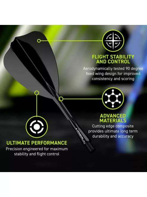 Darts toll és szár egyben Winmau Fusion Arrow, fekete toll és közepes szár