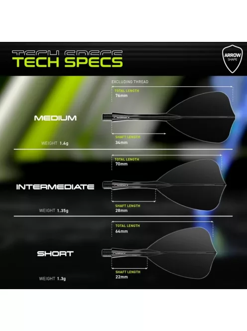 Darts toll és szár egyben Winmau Fusion Arrow, fekete toll és közepes szár