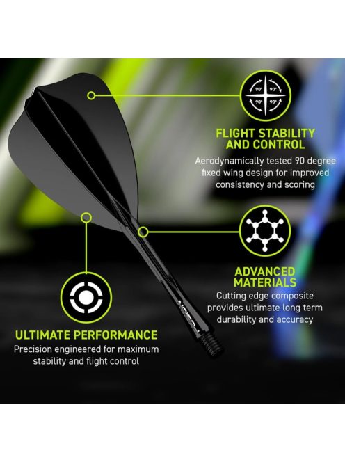Darts toll és szár egyben Winmau Fusion Arrow, fekete toll és hosszú szár