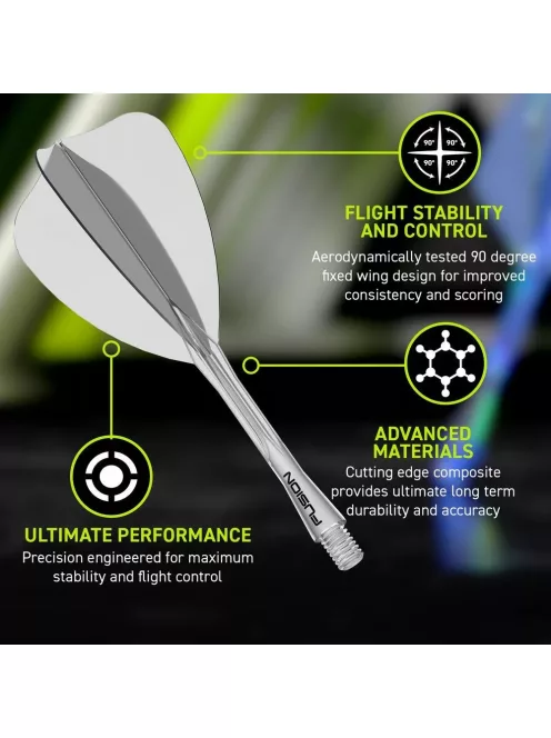 Darts toll és szár egyben Winmau Fusion Arrow toll és közepes szár, átlátszó