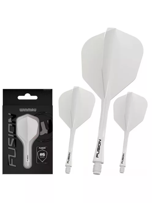 Darts toll és szár egyben Winmau Fusion No6 toll és közepes szár, átlátszó fehér