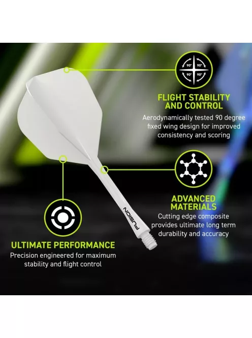 Darts toll és szár egyben Winmau Fusion No6 toll és hosszú szár, átlátszó fehér