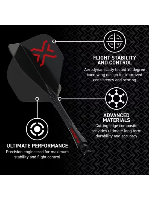 Darts toll és szár egyben Winmau Fusion Blade X fekete, No2 toll és rövid szár