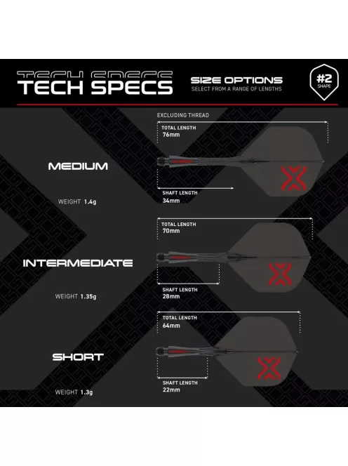Darts toll és szár egyben Winmau Fusion Blade X fekete, No2 toll és hosszú szár
