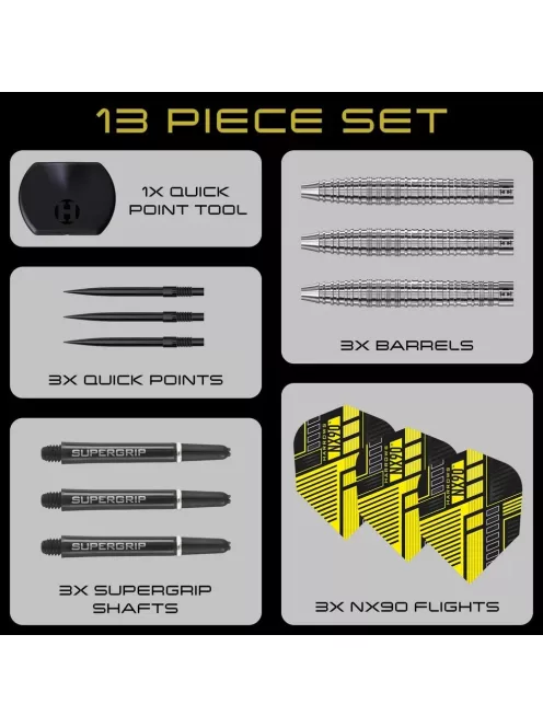 Dart szett steel Harrows NX90 Tapered Quick Point 25g, 90% wolfram