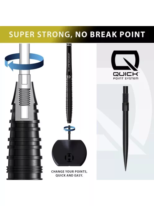DART SZETT STEEL HARROWS NX90 Quick Point BLACK EDITION 21G, 90% WOLFRAM