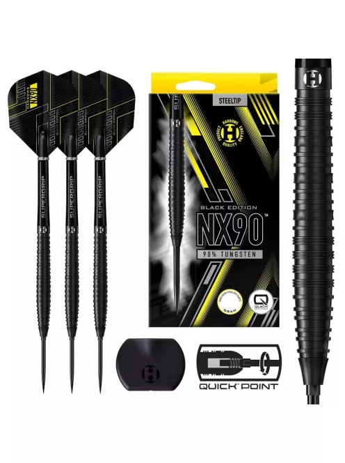 DART SZETT STEEL HARROWS NX90 Quick Point BLACK EDITION 25G, 90% WOLFRAM