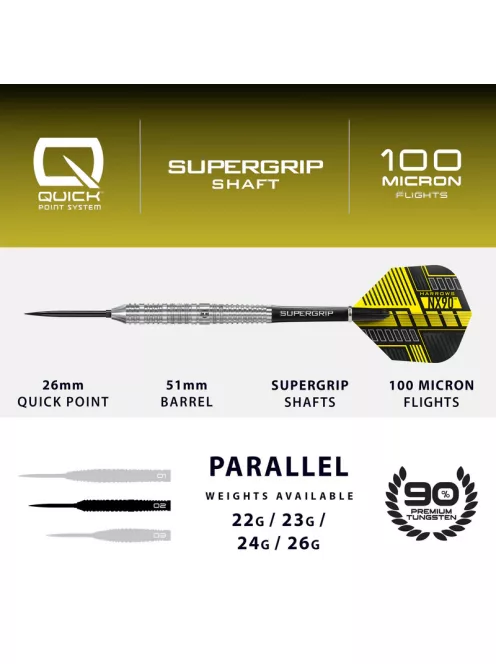 Dart szett steel Harrows NX90 Parallel QP 22g, 90% wolfram