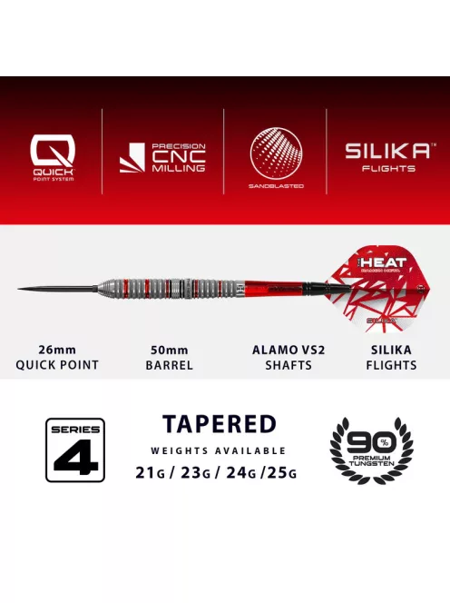 dart szett steel Harrows Damon Heta Series 4, Quick Point, 23gr, 90%