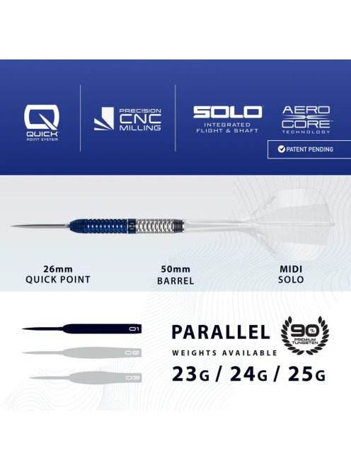 dart szett steel Harrows Geo Parallel, Quick Point, 25gr, 90% 