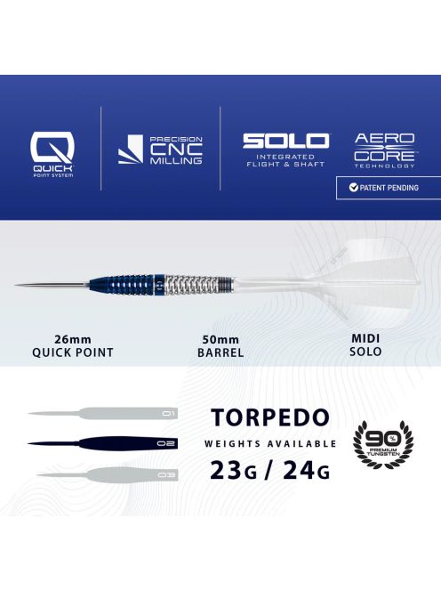 dart szett steel Harrows Geo Torpedo, Quick Point, 24gr, 90% 