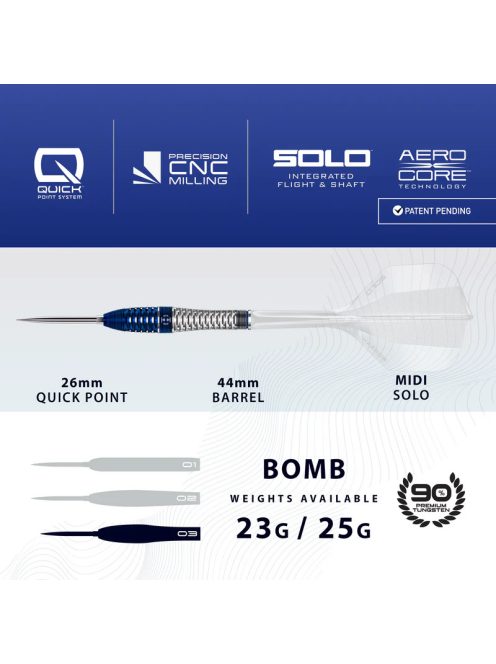 dart szett steel Harrows Geo Bomb, Quick Point, 23g, 90%