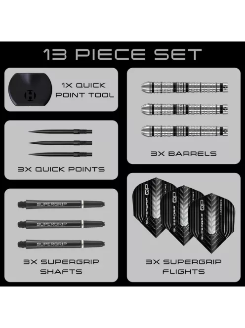 dart szett steel Harrows Supergrip QP Tapered, Quick Point, 22gr, 90% 