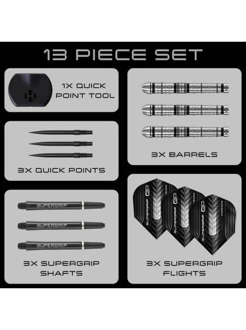 dart szett steel Harrows Supergrip QP Tapered, Quick Point, 24gr, 90%