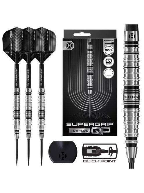 Dart szett steel Harrows QP Supergrip Torpedo 23g, 90%