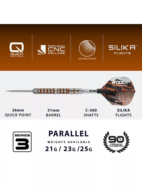 dart szett steel Harrows Luke Woodhouse Series 3, Quick Point, 21gr, 90% 