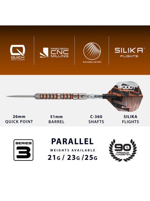 dart szett steel Harrows Luke Woodhouse Series 3, Quick Point, 25gr, 90%
