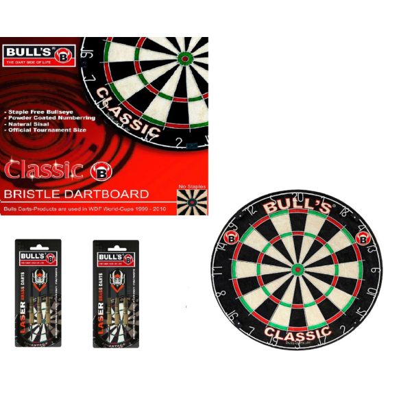 dartboard Bull's Classic + 2 sets of Bull's Laser steel darts