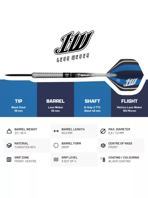 Dart szett Bull's  Leon Weber, steel, 25g, 90%