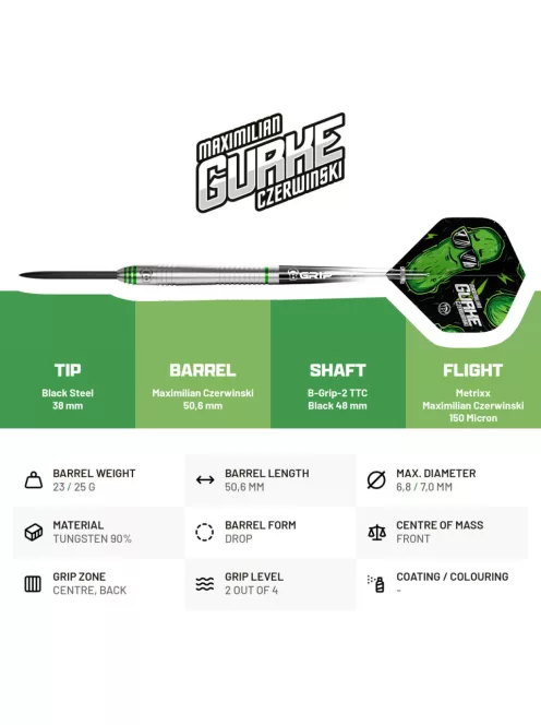 Dart szett Bull's Gurke" Czerwinski, steel, 25g, 90%