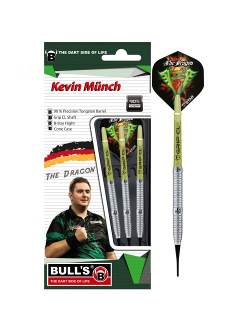 Dart szett Bull's Kevin Münch Champion soft G2 soft 18gr 90% gravírozott