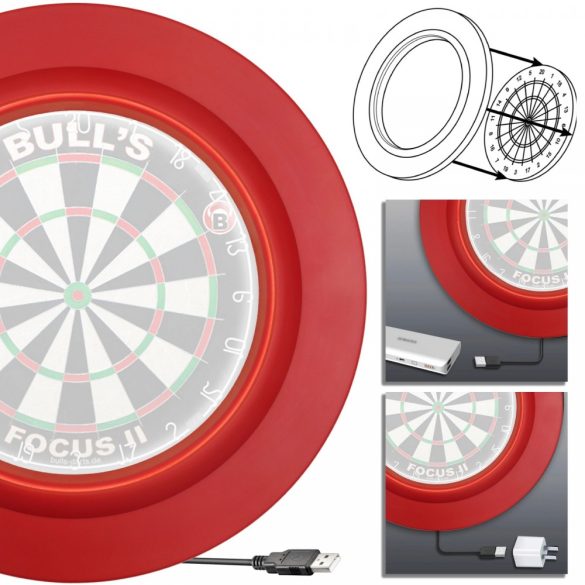 Bull's Licht darts board lighting and wall protector red