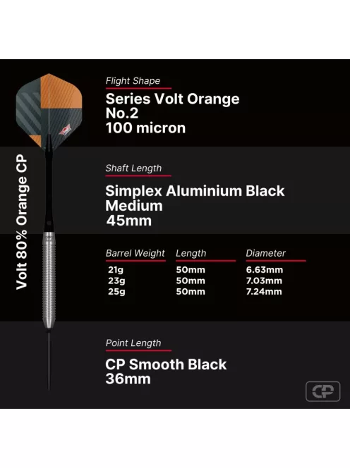 Darts szett steel Bulls NL Volt Orange CP, 23g 80%