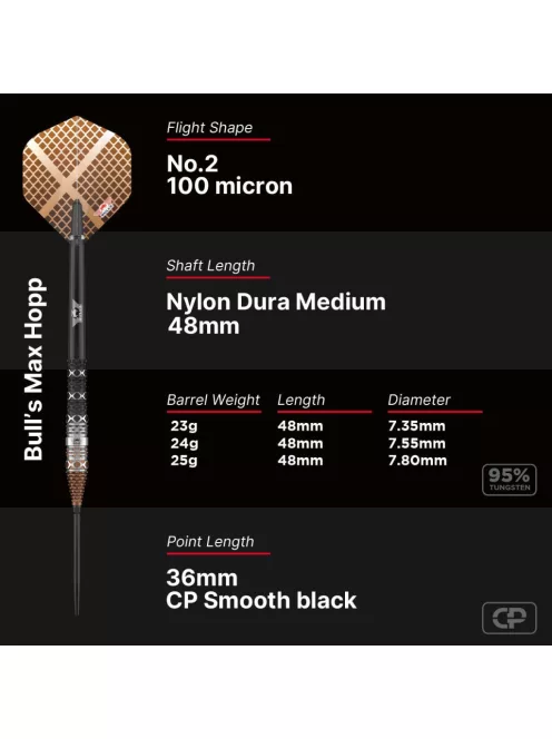 Darts szett steel Bulls NL Max Hopp CP, 25g 95%