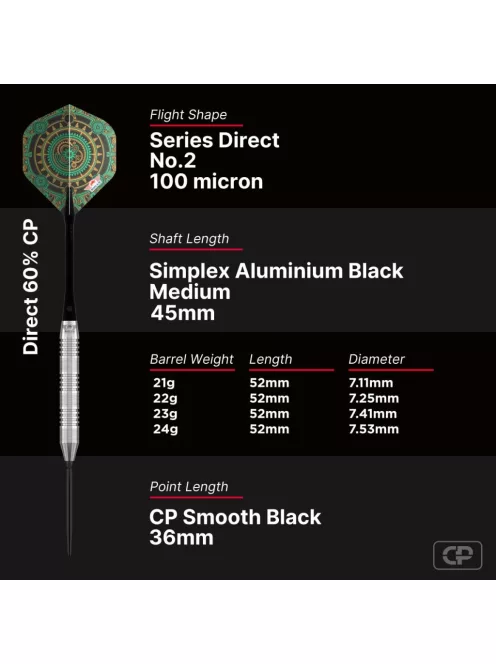 Darts szett steel Bulls NL Direct Tungsten CP, 23g 60%