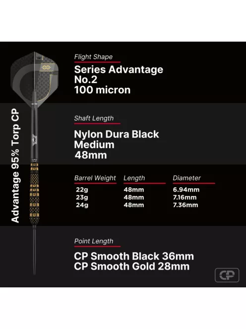 Darts szett steel Bulls NL Advantage 95 Torp CP, 22g 95%