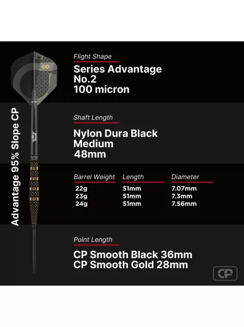 Darts szett steel Bulls NL Advantage 95 Slope CP, 23g 95%