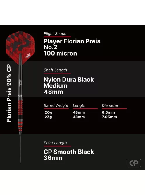 Darts szett steel Bulls NL Florian Price 90 CP, 20g 90%