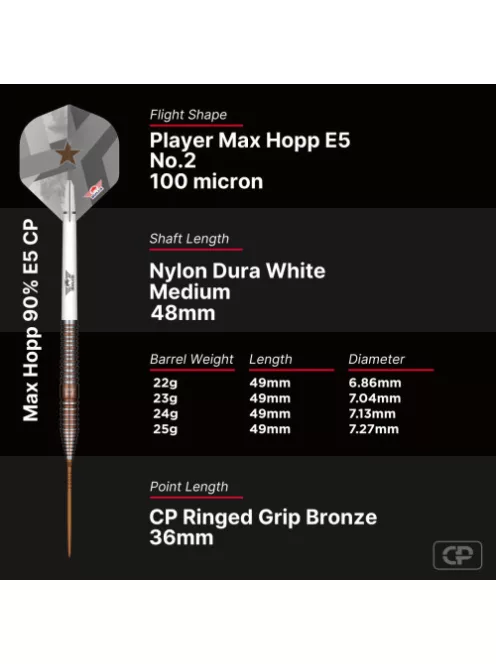 Darts szett steel Bulls NL Max Hopp E5 CP 24g, 90%