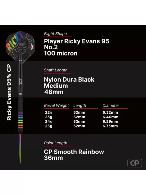 Darts szett steel Bulls NL Ricky Evans Rapid 95 CP, 23g 95%