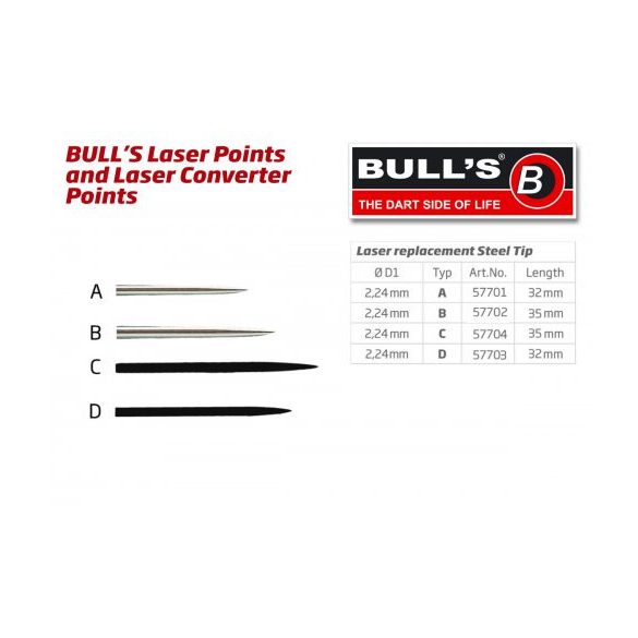 Bull's metal dart tip, short, black