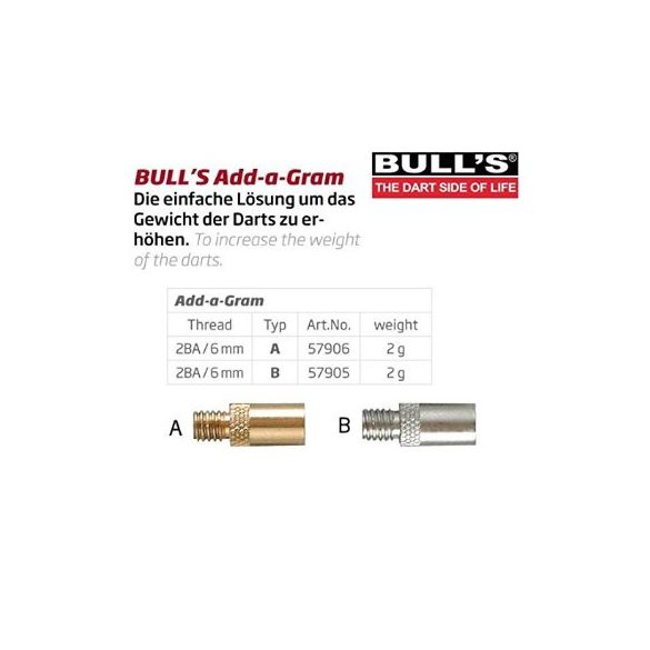 Bull's Darts plusz súly 2g/db 2B/A standard menetes