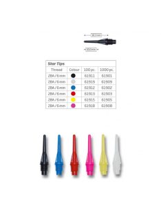   BULL'S DARTS TIP STAR TIPS SHORT YELLOW 100PCS 2B/A STANDARD THREADED