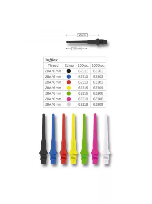 dart tip Bull's Tufflex 2B/A (small thread), 1.000pcs/pack black